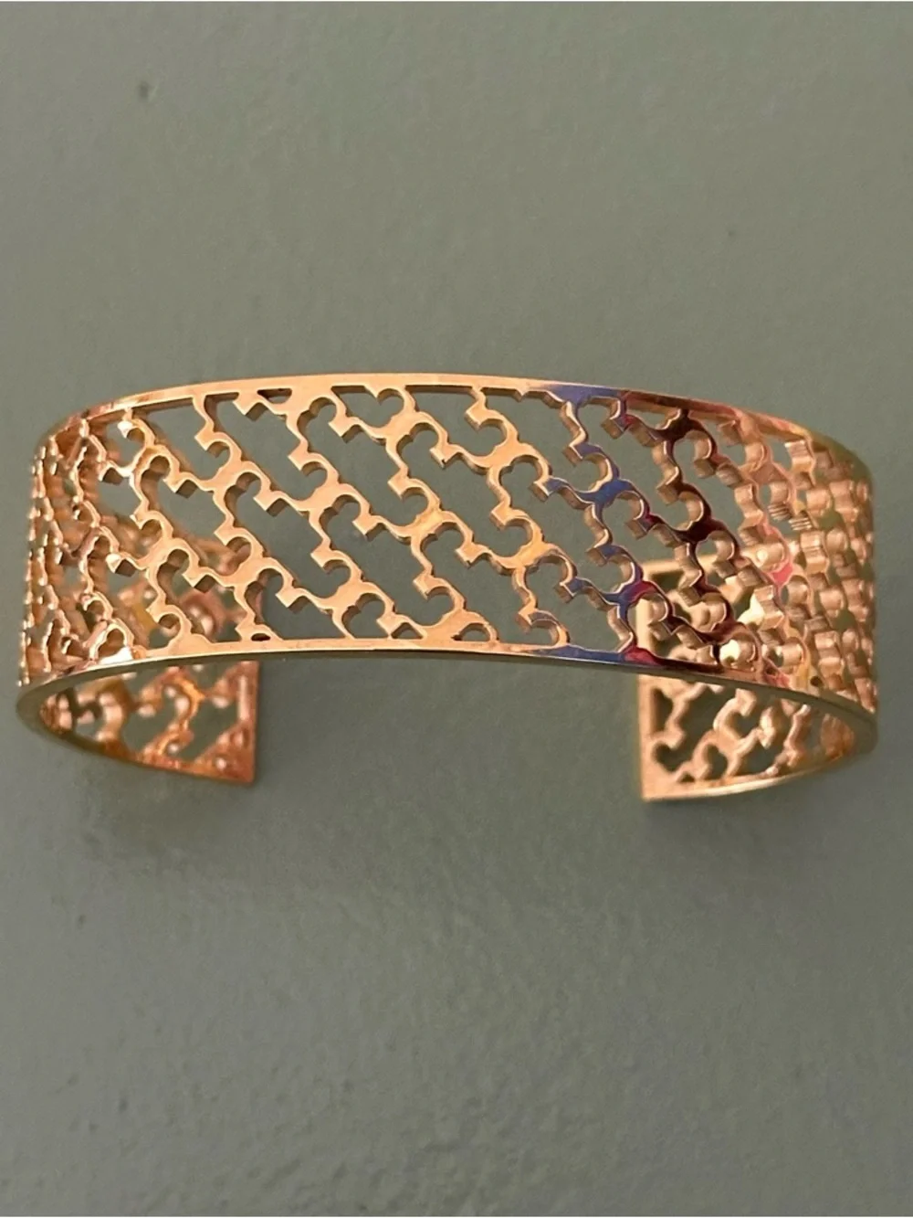 Tory Burch Gold Plated Statement Logo T Wide Cuff Bracelet NWOT